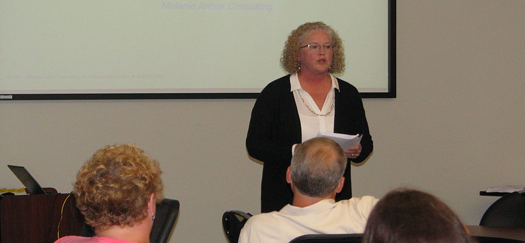 Melanie Arthur presents at a WIOA Training Session