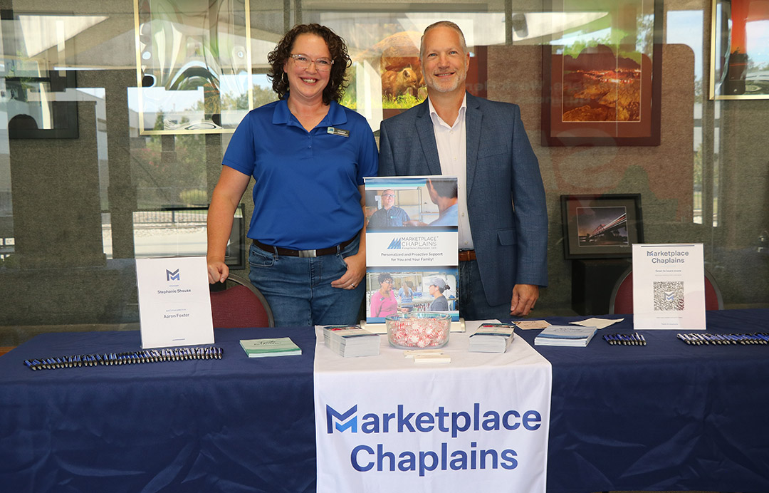 Presenters Stephanie Shouse and Aaron Foster at the Marketplace Chaplains table.